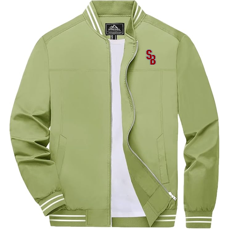 Men's  Stony Brook Seawolves  Lightweight Zip-Up Bomber Jacket  Ribbed Collar and Cuffs Outerwear